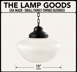 Heritage Milk Glass Schoolhouse Pendant Single 12" - The Lamp Goods