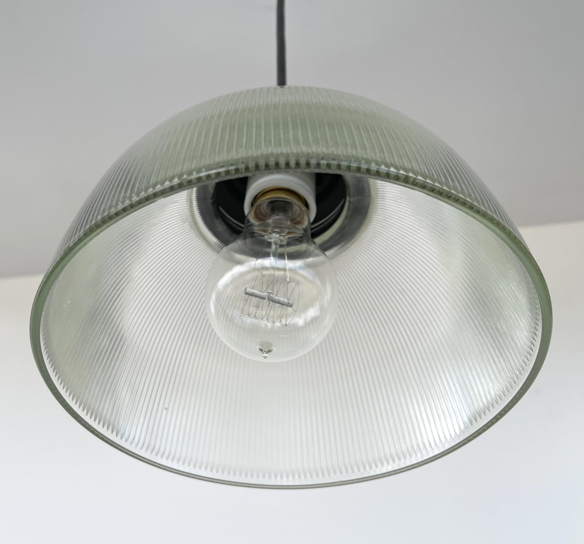 Antique 1960's Factory Holophane Chandelier Light