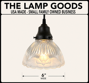 Holophane Floral Pressed 1960's Pendant - The Lamp Goods