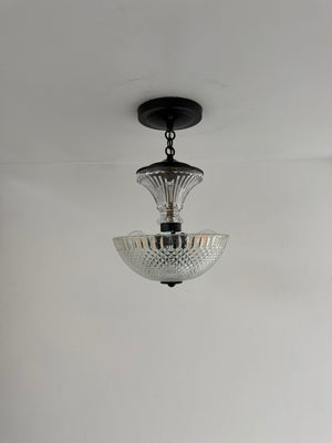 Vintage Diamond Cut Glass Ceiling Light