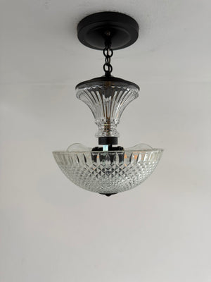Vintage Diamond Cut Glass Ceiling Light
