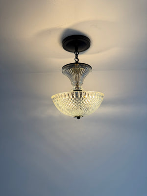 Vintage Diamond Cut Glass Ceiling Light