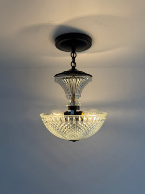 Vintage Diamond Cut Glass Ceiling Light