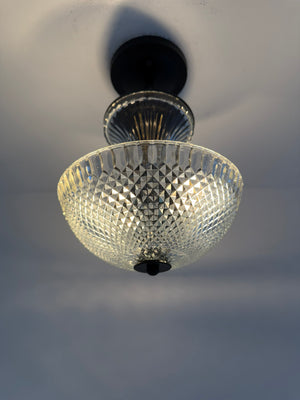 Vintage Diamond Cut Glass Ceiling Light