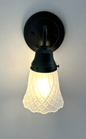 Frosted Diamond Quilted Glass Wall Sconce