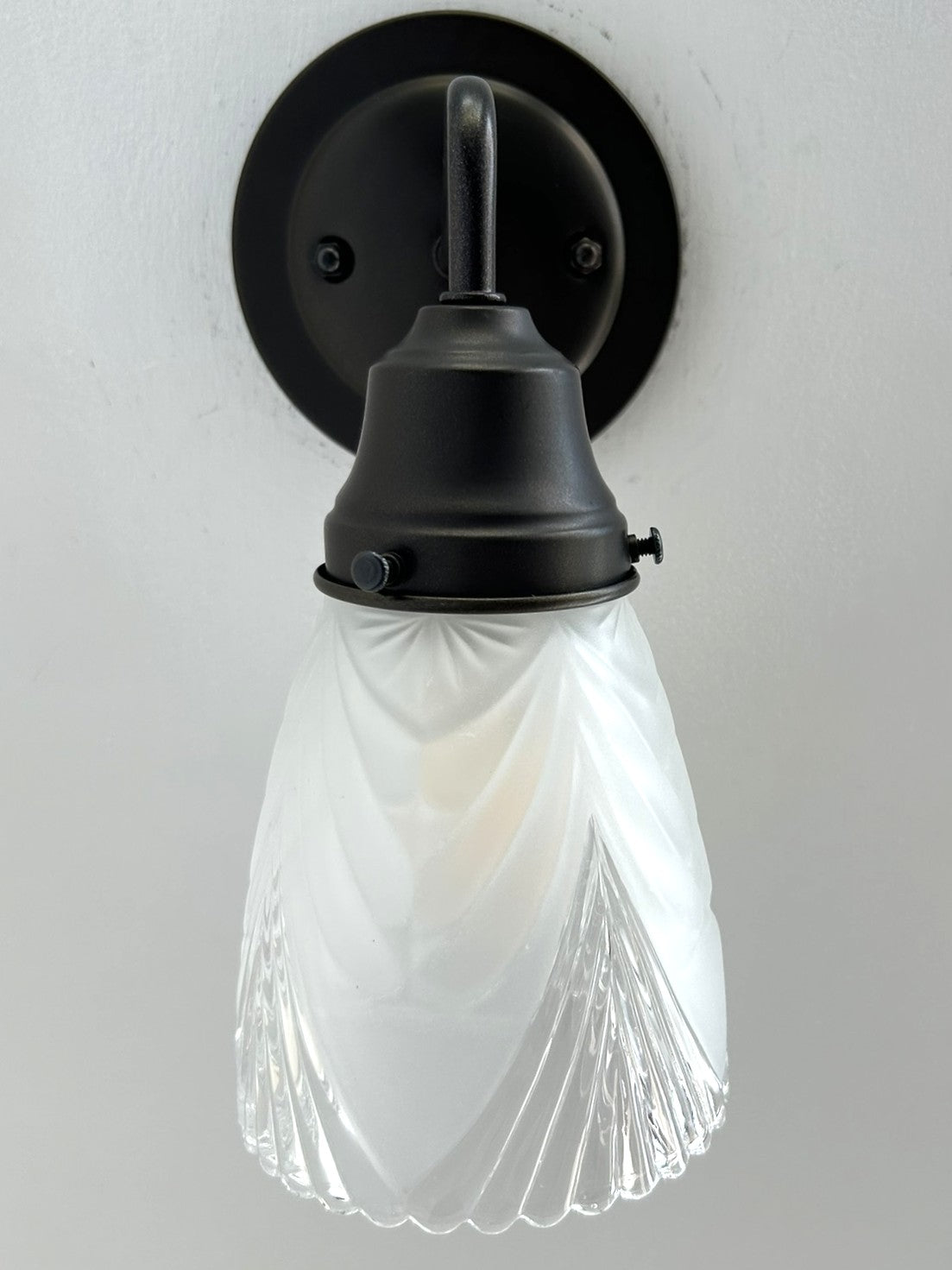 Clear And Frost Fan Ribbed Scallop Pendant Light/Wall Sconce - The Lamp Goods