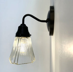 Square Holophane Vintage Glass Hanging Pendant or Wall Sconce