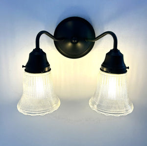 Antique Holophane Glass with Scallop Sconce or Pendant
