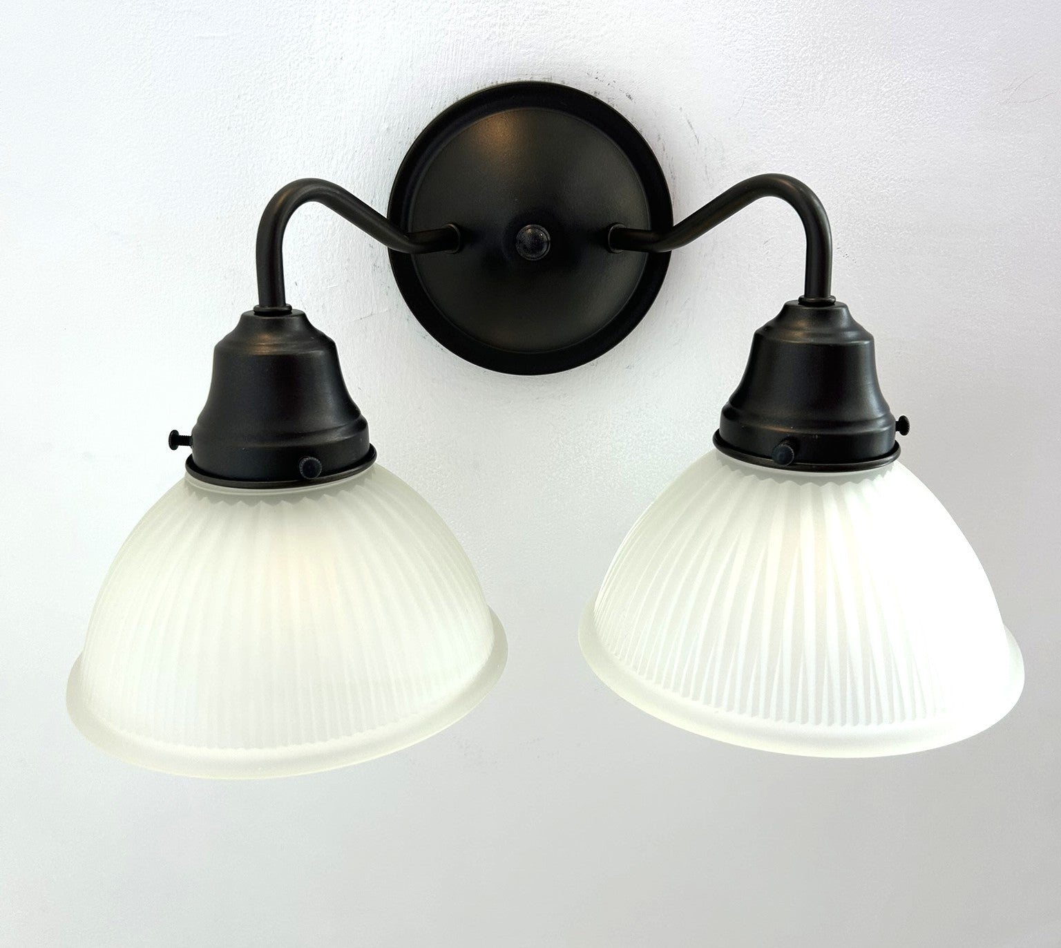 Frosted Glass Factory Holophane Wall Sconce Light Fixture