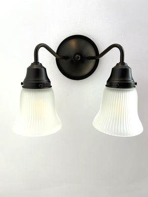 Frosted Bell-Shaped Holophane Glass Wall Sconce or Pendant Light