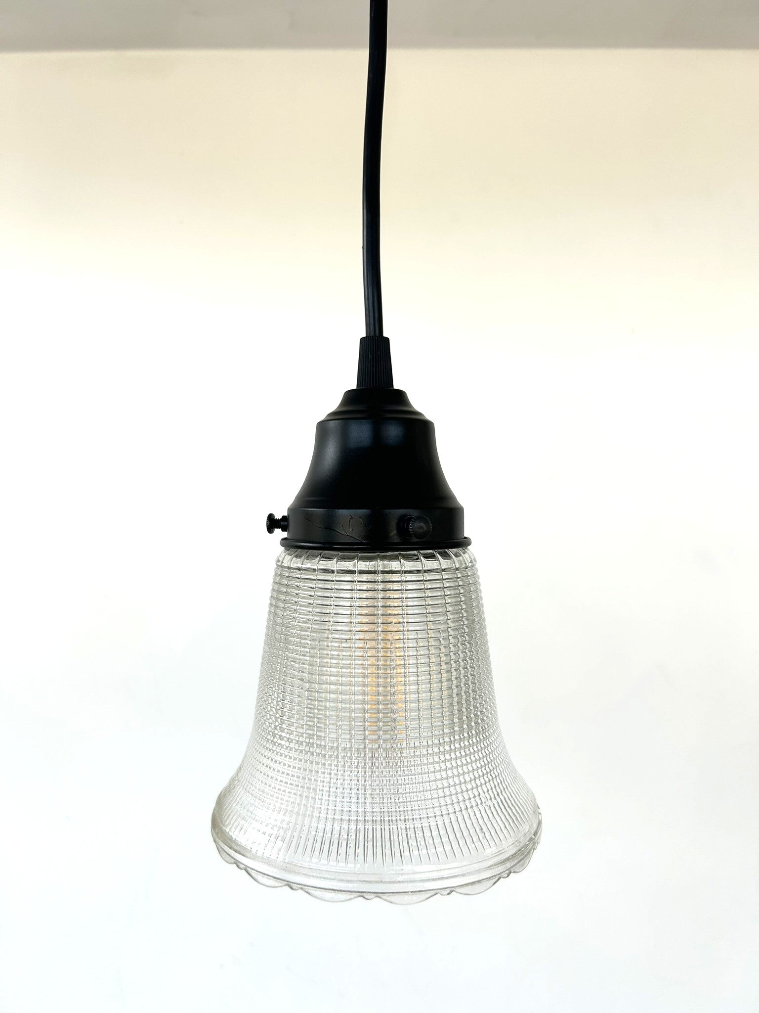 Antique Holophane Glass with Scallop Sconce or Pendant