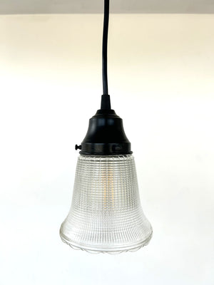 Antique Holophane Glass with Scallop Sconce or Pendant