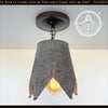 Jubilant Farmhouse Barn Ornate Ceiling Light; metal, bronze & gray, ornate design.
