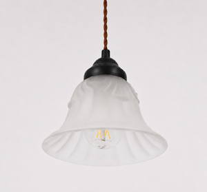 Frosted Rib and Taper Flare Glass Pendant Light