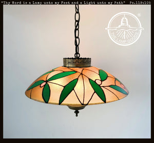 Vintage Stained Glass Floral Glow Pendant Light
