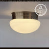 Vintage Opal Schoolhouse Dome Ceiling Light