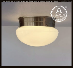 Vintage Opal Schoolhouse Dome Ceiling Light