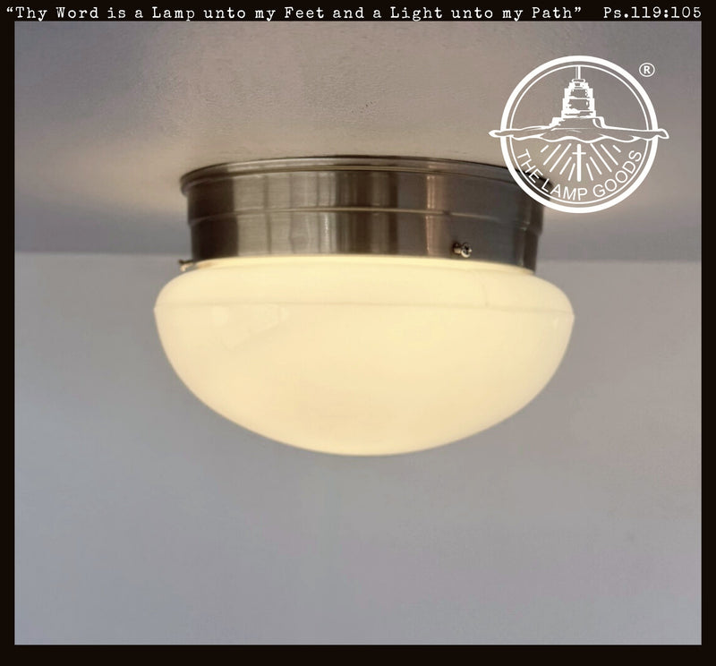 Vintage Opal Schoolhouse Dome Ceiling Light - The Lamp Goods