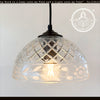 Vintage Floral Etched Crystal Pendant Light