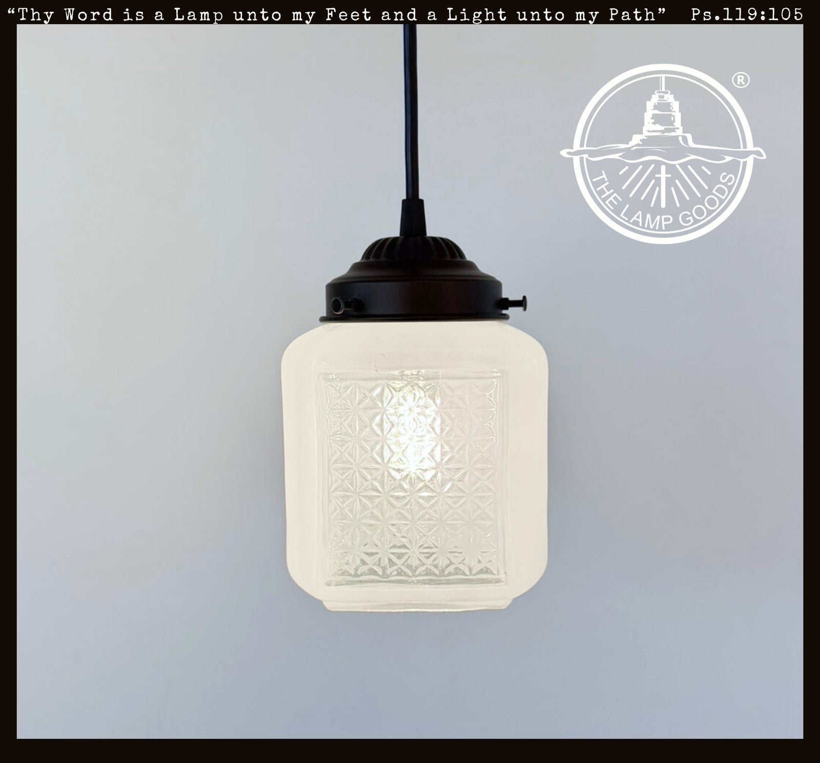 Vintage Diamond-Pattern Square Glass Pendant Light