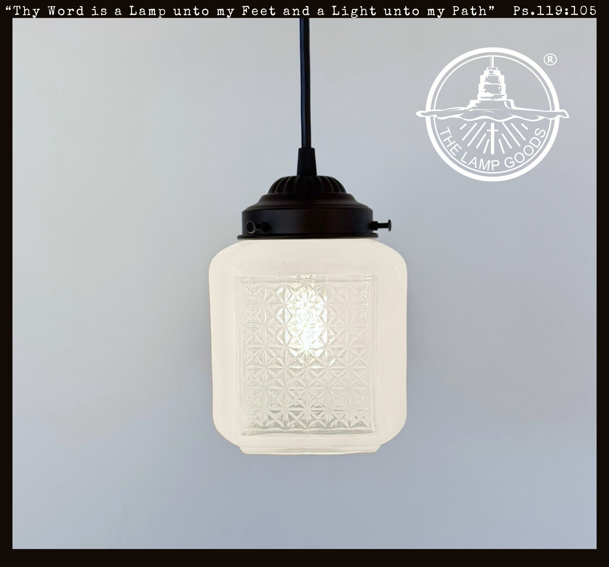 Vintage Diamond-Pattern Square Glass Pendant Light