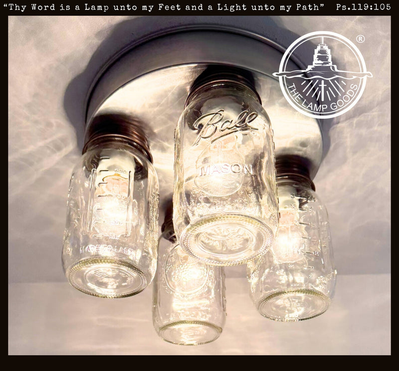 Farmhouse Mason Jar Quartet Flush Mount - The Lamp Goods