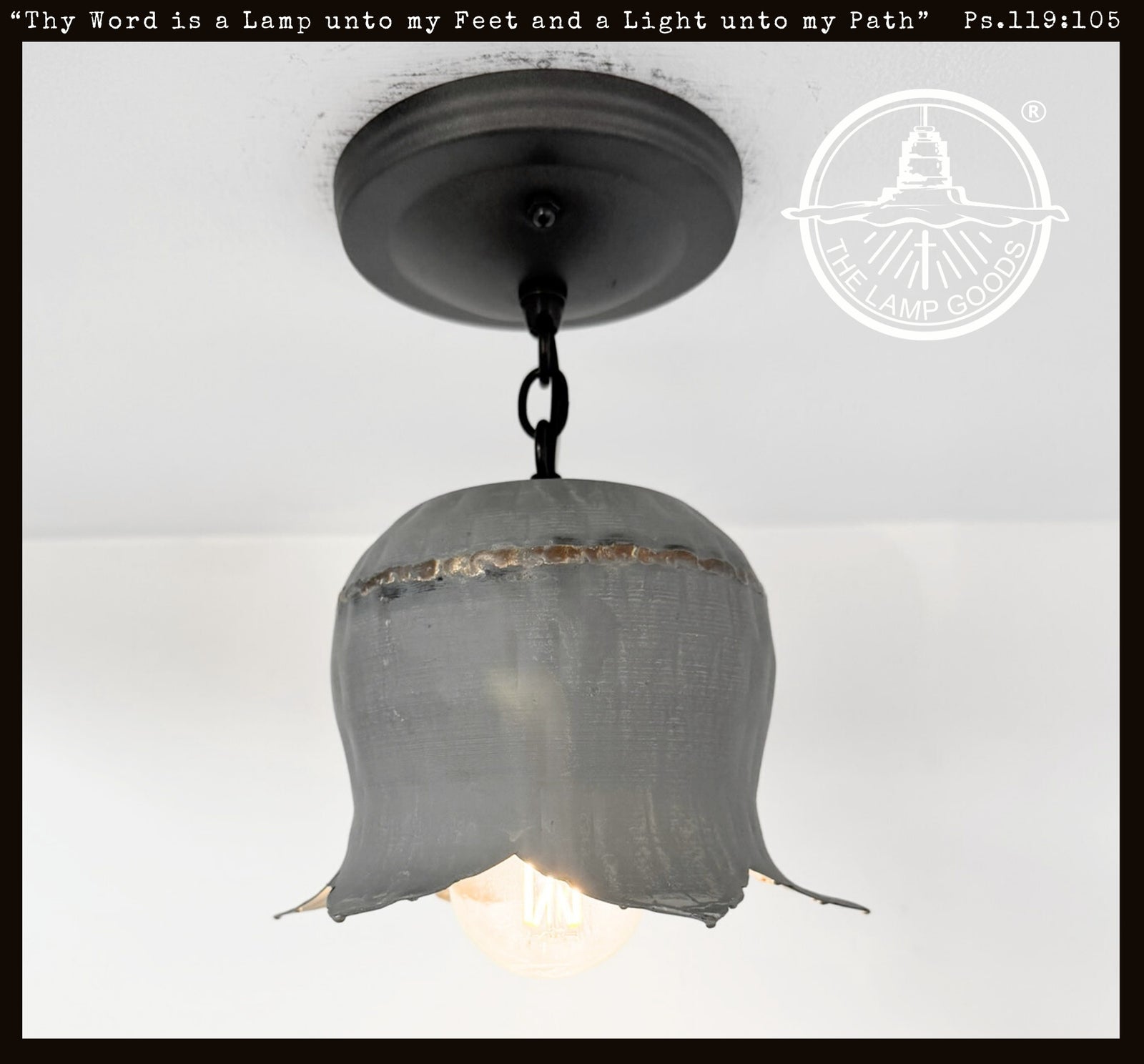Lotus Galvanized Ceiling Light with Chain