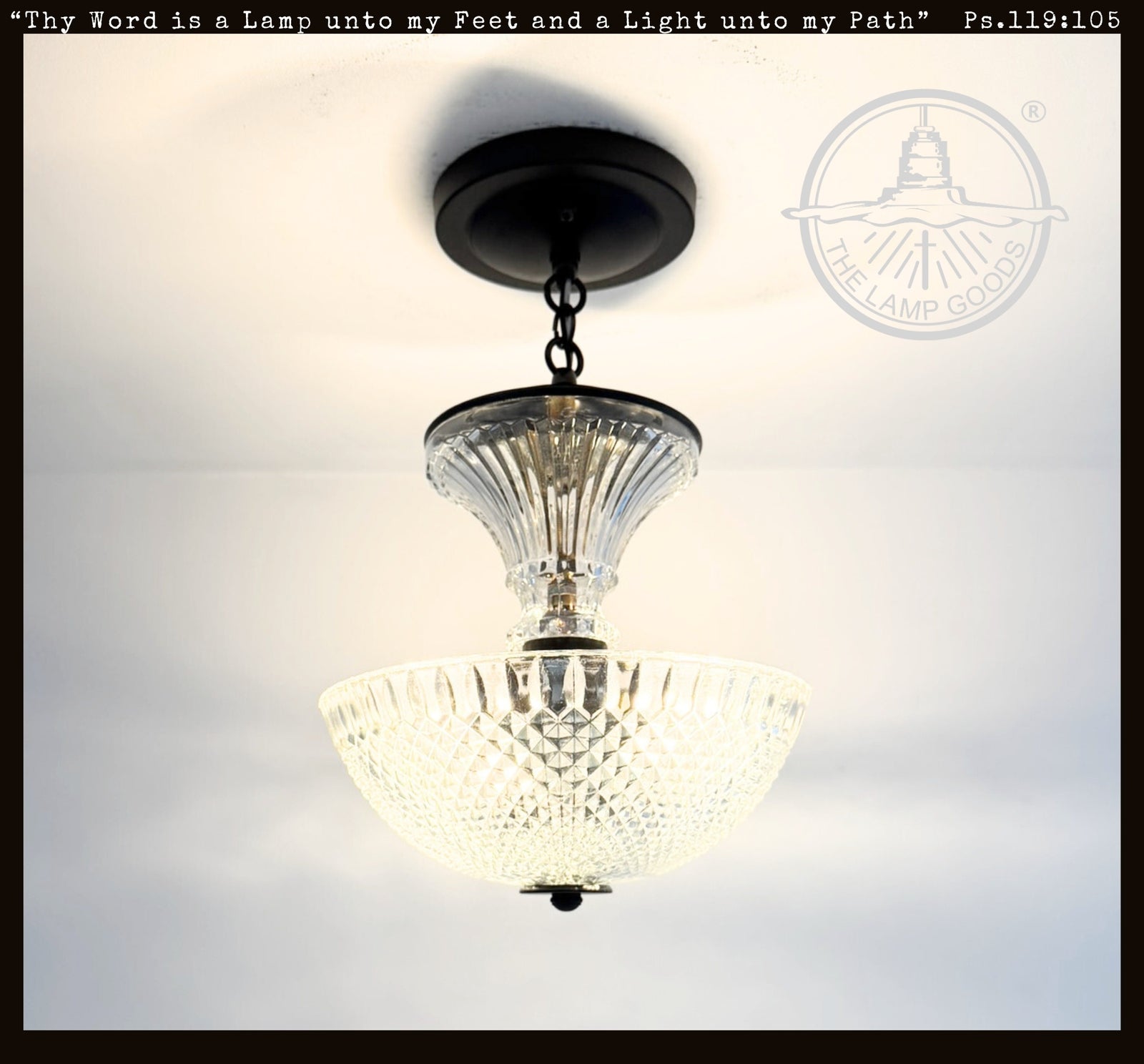 Vintage Diamond Cut Glass Ceiling Light