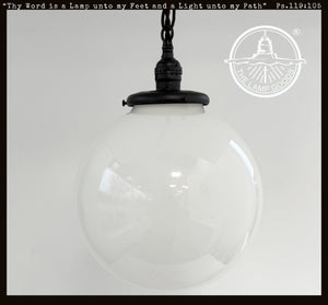 Vintage Milk Glass Ball Pendant Light