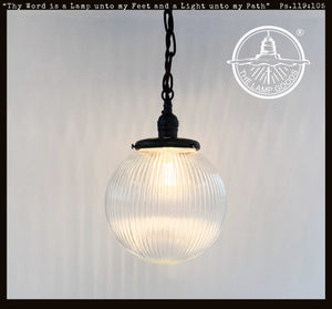 Vintage Holophane Ball Pendant Light - The Lamp Goods