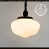 Vintage Bulbous Milk Glass Schoolhouse Pendant Light