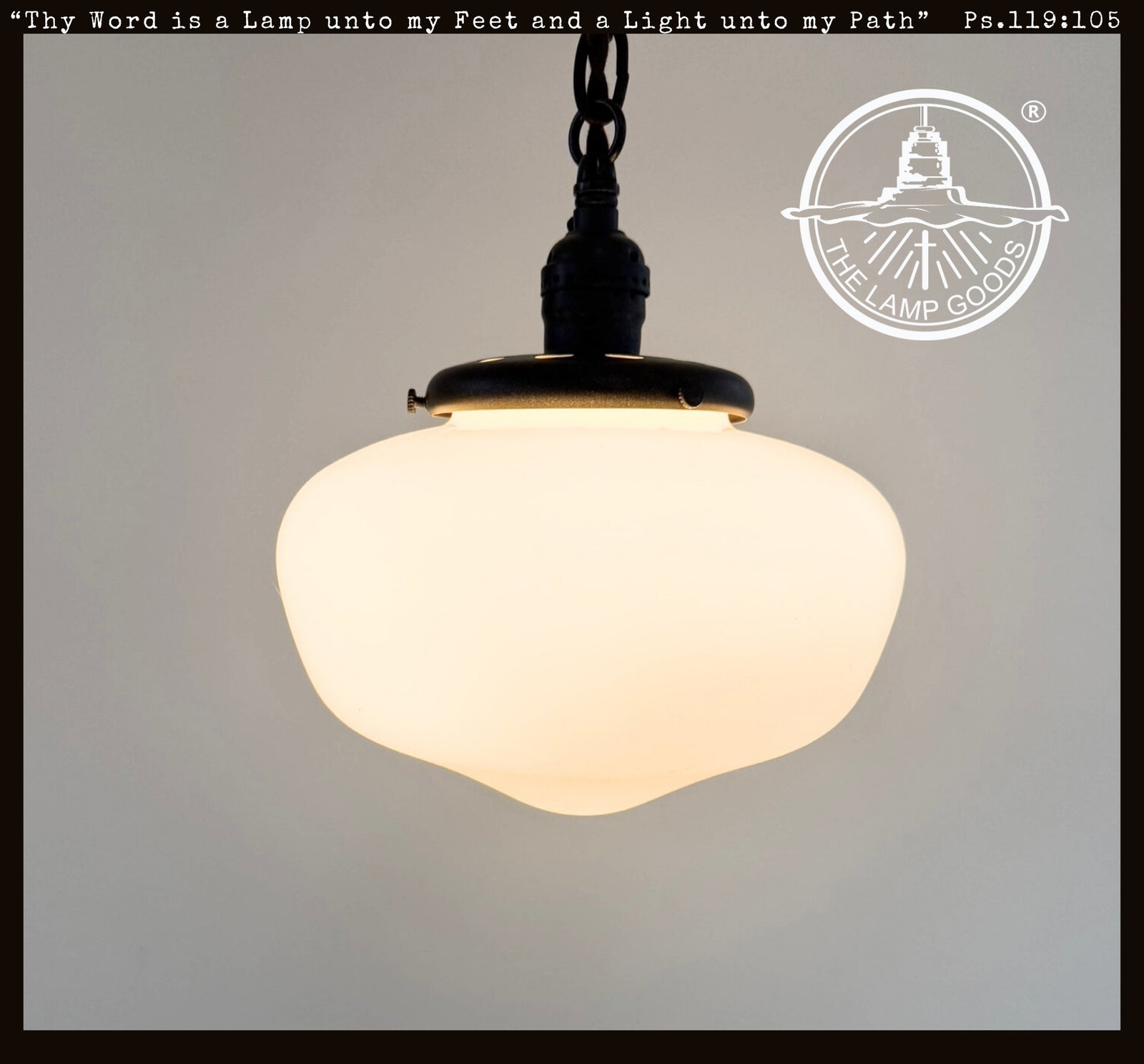 Vintage Bulbous Milk Glass Schoolhouse Pendant Light