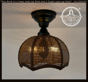 Harvest Weave Dark Rattan Ceiling Light