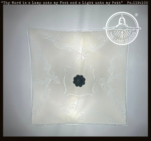 Victorian Scroll Etched Glass Ceiling Light