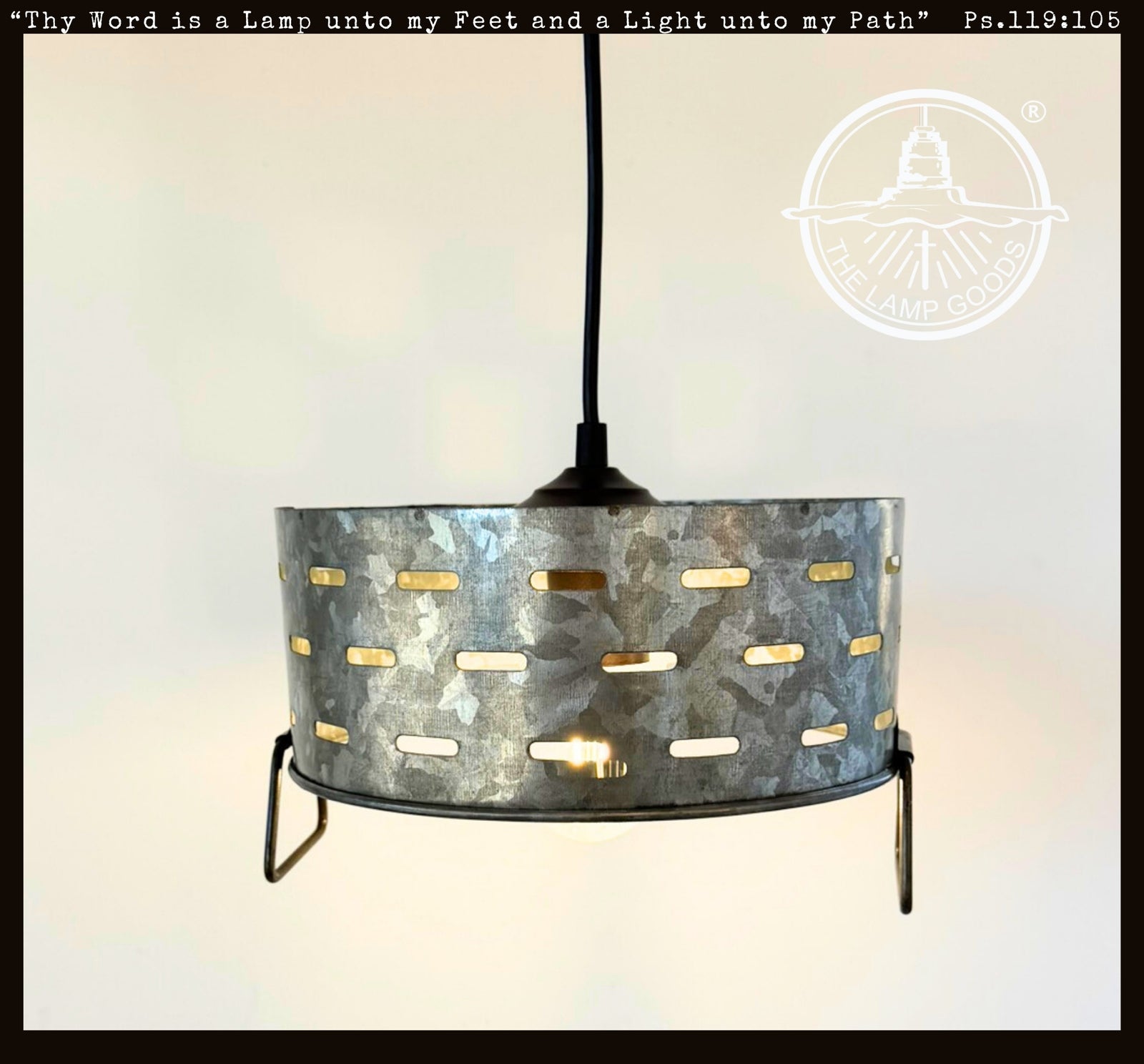 Rustic Perforated Galvanized Drum PENDANT CORD Light