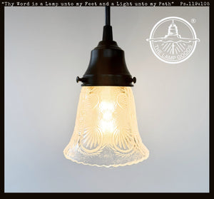 Victorian Shell Pressed Glass Pendant Light