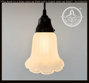 Vintage Angled Ribbed Glass Pendant Light