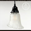 Frost and Clear Ribbed Angled Glass Pendant Light