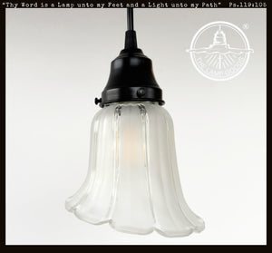 Frost and Clear Ribbed Angled Glass Pendant Light