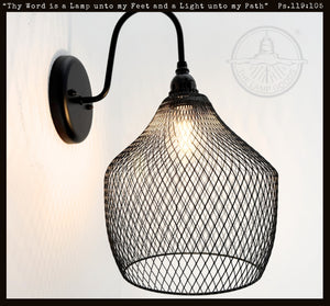 Black Farmstead Wire Lantern Wall Sconce