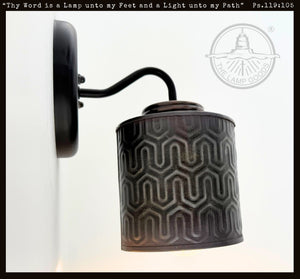 Small Industrial Hexline Metal Bronze Accent Wall Sconce - The Lamp Goods