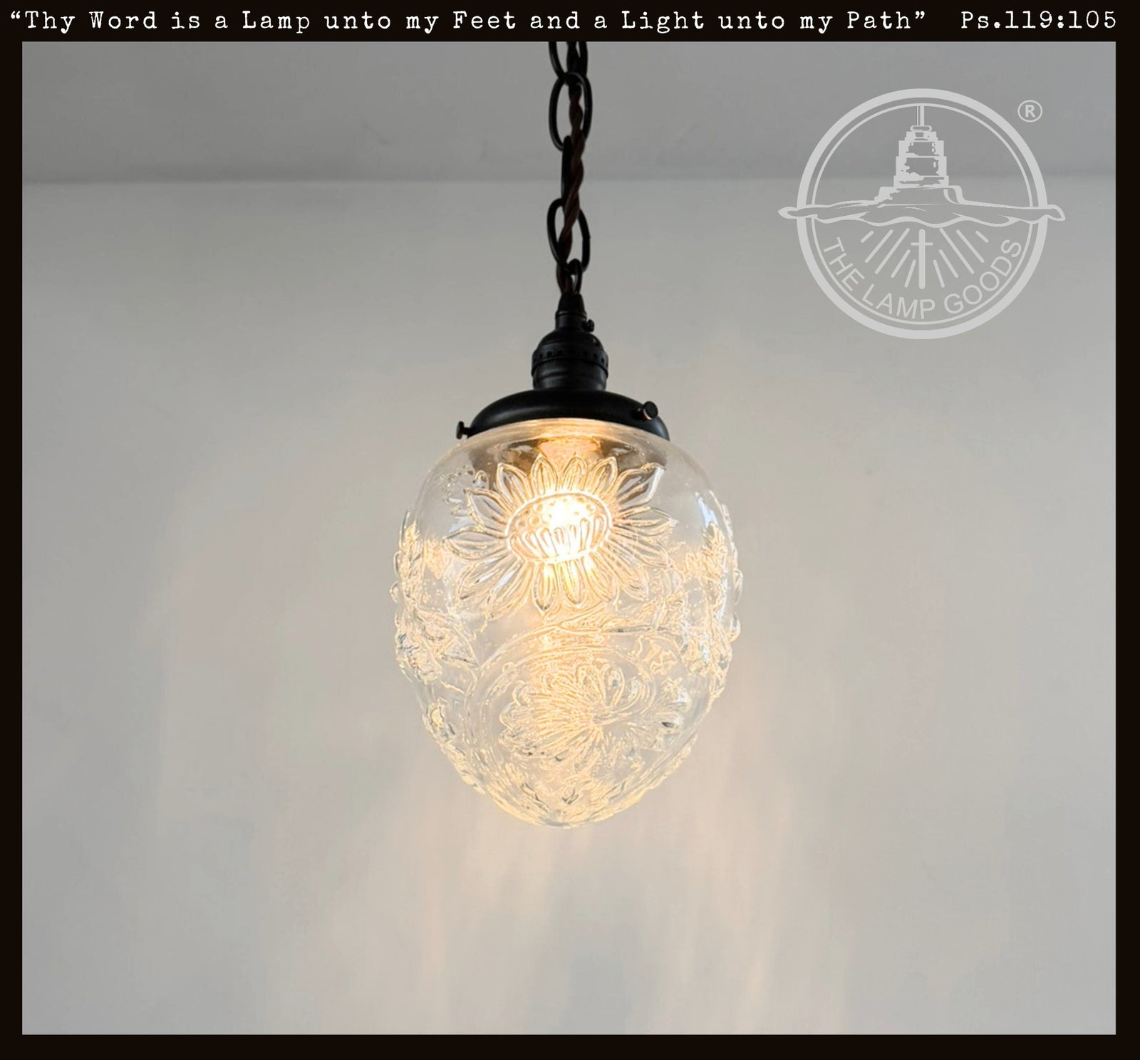 Vintage Sunflower Daisy Pressed Glass Pendant - The Lamp Goods