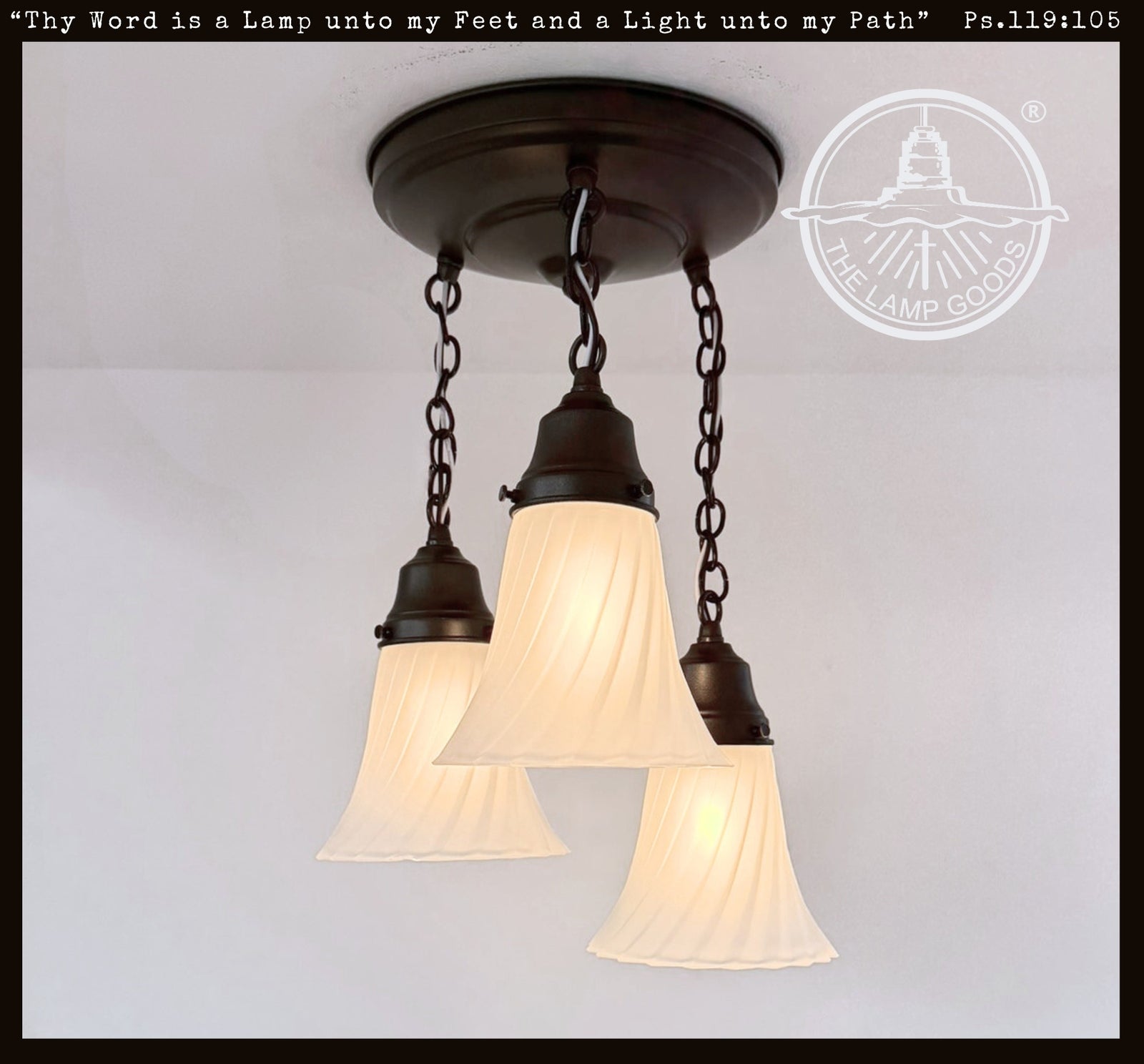 Frosted Ribbon Swirl Flare Ceiling Light Trio - The Lamp Goods