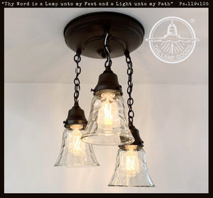 Vintage Pebble Glass Ceiling Light Trio - The Lamp Goods