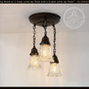Vintage Optic Ribbed Glass Ceiling Light Trio - The Lamp Goods