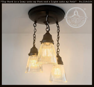 Minimalist Holophane Ceiling Light Trio - The Lamp Goods