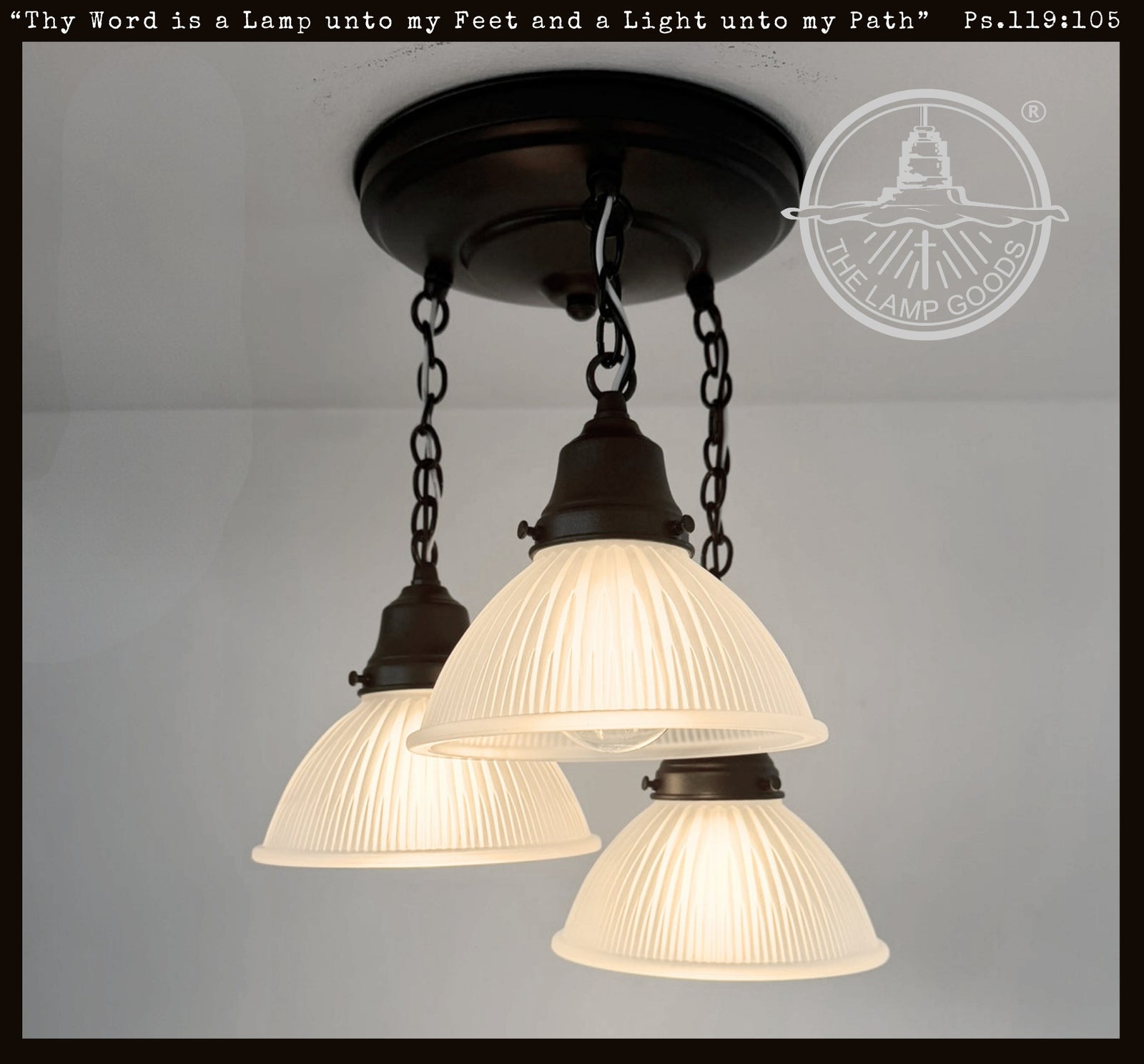 Frosted Factory Holophane Ceiling Light Trio - The Lamp Goods