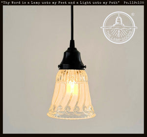 Vintage Beaded Swirl Ribbon Pendant Light