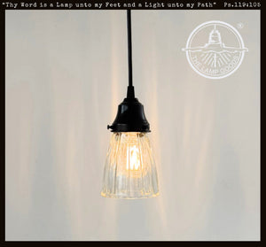 Classic Clear Ribbed Glass Pendant Light