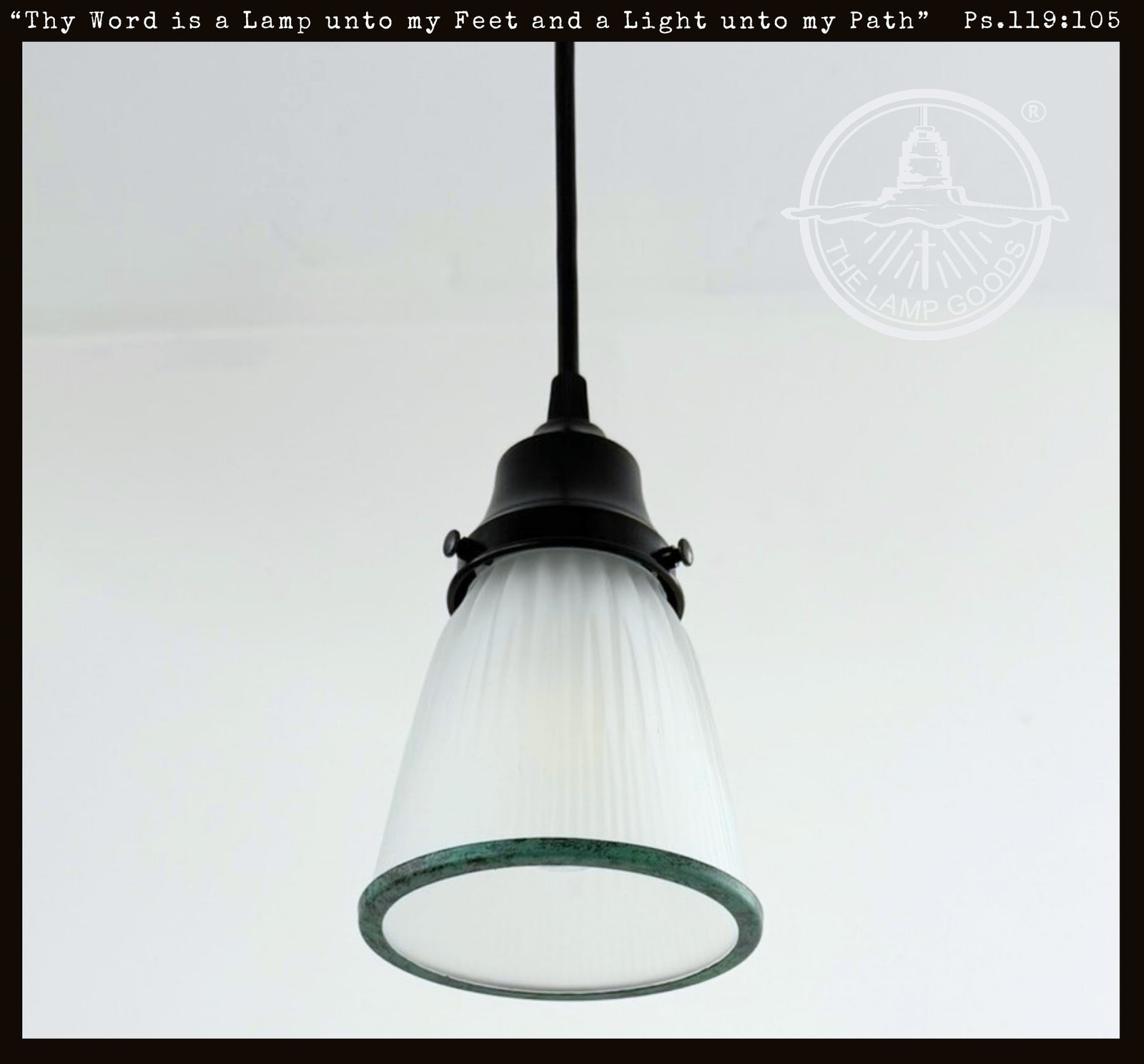 Green Rim Frosted Holophane Pendant - The Lamp Goods